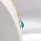 Nadya Solid 14k White Gold Turquoise Pendant with Natural Diamonds Accents, Marquise 14x9mm