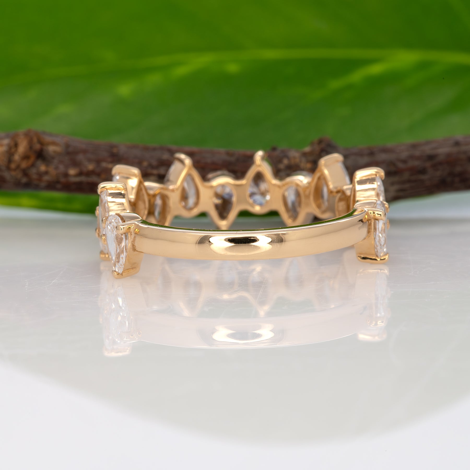 14K yellow gold pear lab grown diamond band