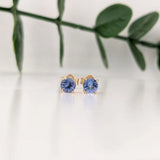 Four Prong Round Tanzanite Solitaire Stud Earrings