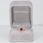 14K yellow gold purple garnet estate ring