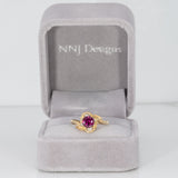 14K yellow gold purple garnet estate ring