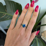 14K white gold boulder opal cabochon ring with tsavorite accents