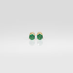 14K rose gold Zambian emerald round stud earrings