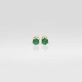 14K rose gold Zambian emerald round stud earrings