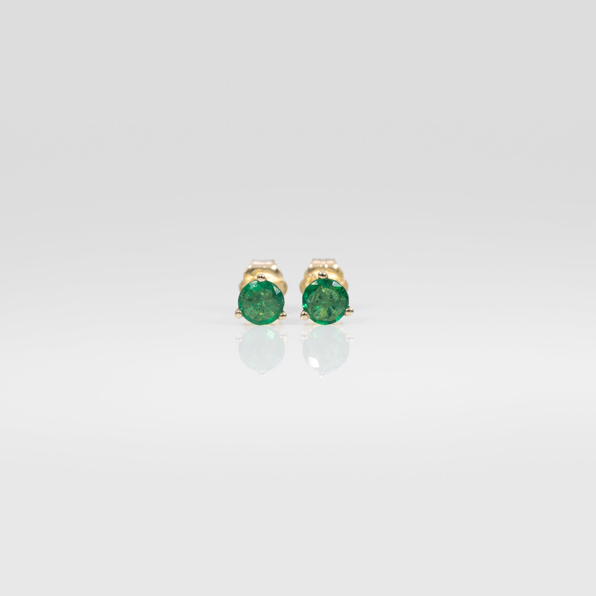 14K rose gold Zambian emerald round stud earrings