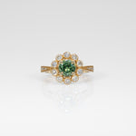 14K yellow gold demantoid garnet ring