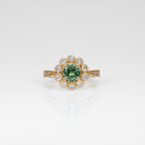 14K yellow gold demantoid garnet ring