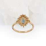 Rosily Solid 14k Gold Aquamarine Ring with Natural Diamonds Accents, Oval 9x7mm