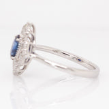 Sorrel Solid 14k White Gold Ceylon Sapphire Ring with Natural Diamonds Accents | 7x5mm