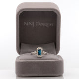 London Blue Topaz Ring with Earth Mined Diamond Accents in Solid 14K Gold – 6x4mm Emerald Cut Fine Jewelry Ring