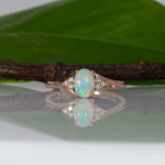 14K rose gold Ethiopian opal cabochon ring with diamond accents