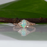 14K rose gold Ethiopian opal cabochon ring with diamond accents