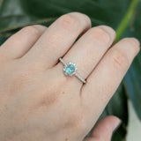 Linda 14K Solid White Gold Afghan Tourmaline and Diamond Ring | OV 5x4mm