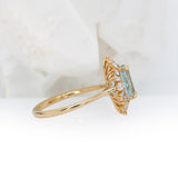 Rosily Solid 14k Gold Aquamarine Ring with Natural Diamonds Accents, Oval 9x7mm