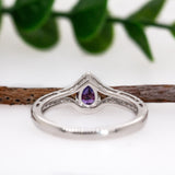 Aura 14K Solid White Gold Purple Sapphire and Natural Diamonds Ring | PE 6x4mm