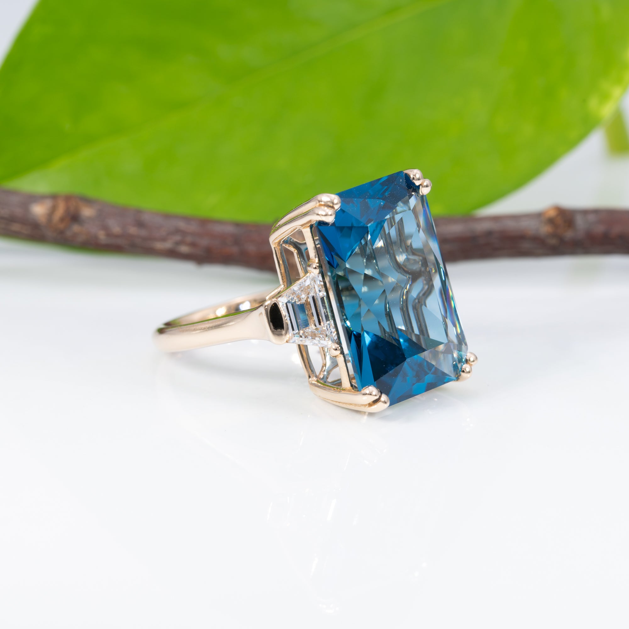 14K yellow gold london blue topaz ring