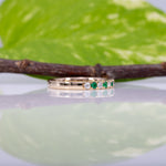 14K yellow gold diamond and emerald band ring