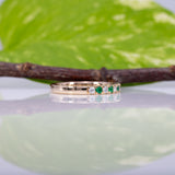 14K yellow gold diamond and emerald band ring