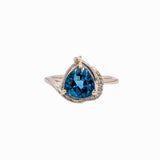 2ct London Blue Topaz Ring w Diamond Accents in Solid 14K White Gold | TR 8mm