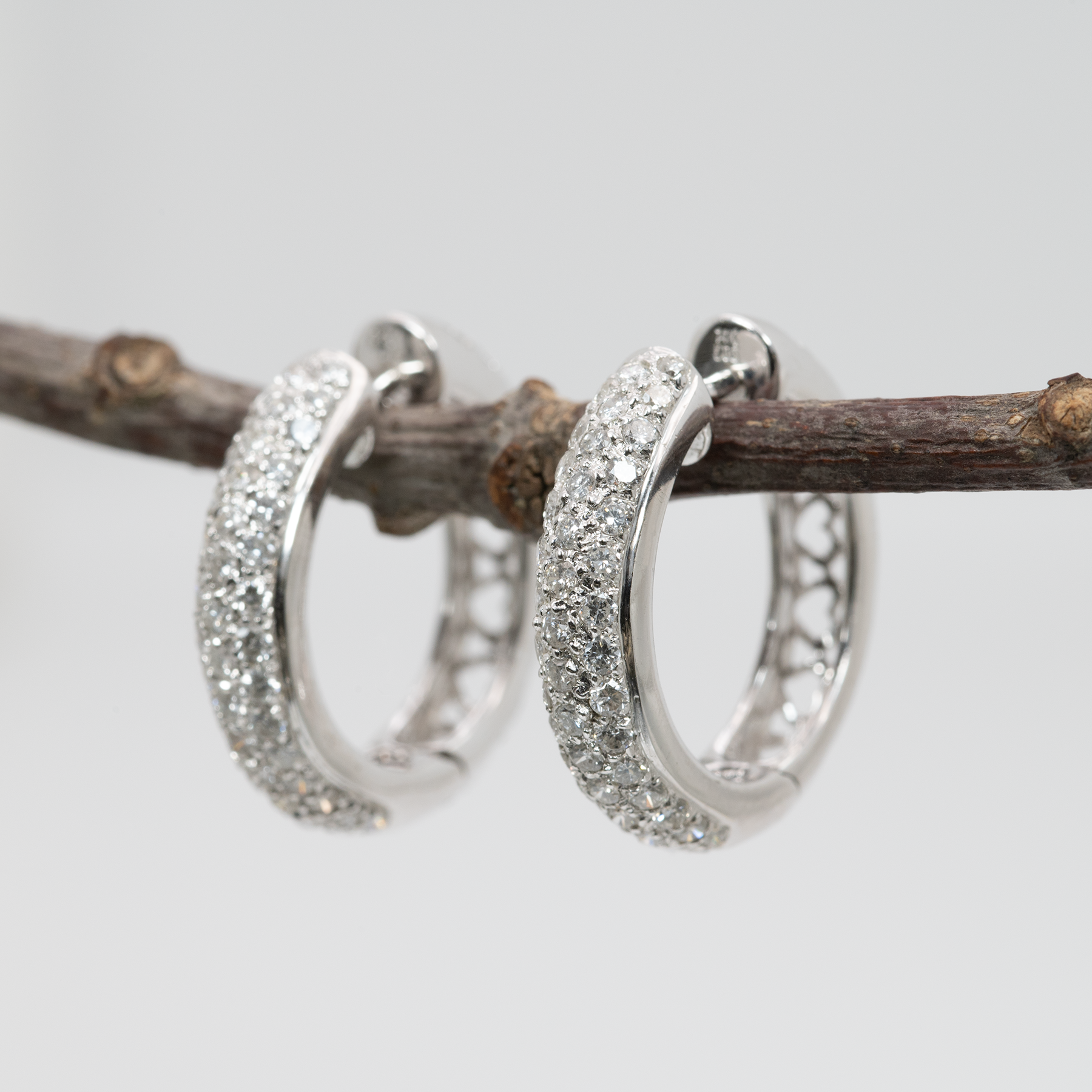 Diamond Huggie Hoop Earrings in 14K White Gold | Diamond Accents | Round Cut | April Birthstone