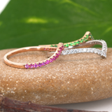 Pink Sapphire V Band Ring in Solid 14K Gold – Minimalist Chevron Design