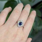 Sorrel Solid 14k White Gold Ceylon Sapphire Ring with Natural Diamonds Accents | 7x5mm