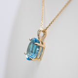 14K Yellow Gold Swiss Blue Topaz Pendant