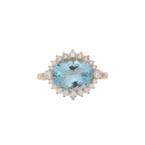 3.1Ct Aquamarine Ring with Natural Diamonds Accents: Solid 14K Gold, Oval 11x9mm