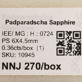 0.36 carat natural padparadscha sapphire pear 6x4.5mm loose gemstone – view 2