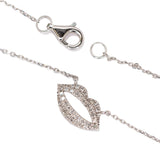 Sparkling Diamond Lip Necklace: Solid 14k White Gold Pendant With Attached Chain