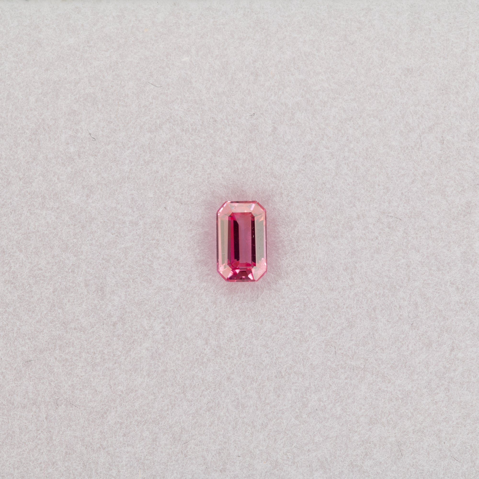 0.45 carat natural padparadscha sapphire, emerald cut 5.2x3.2mm pink-orange loose gemstone