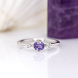 Amaira 14K White Gold Purple Sapphire and Diamond Ring | OV 5x4mm