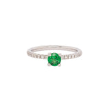 Dovie Solid 14k White Gold Tsavorite Garnet Ring with Natural Diamonds Accents | Round 4.5mm