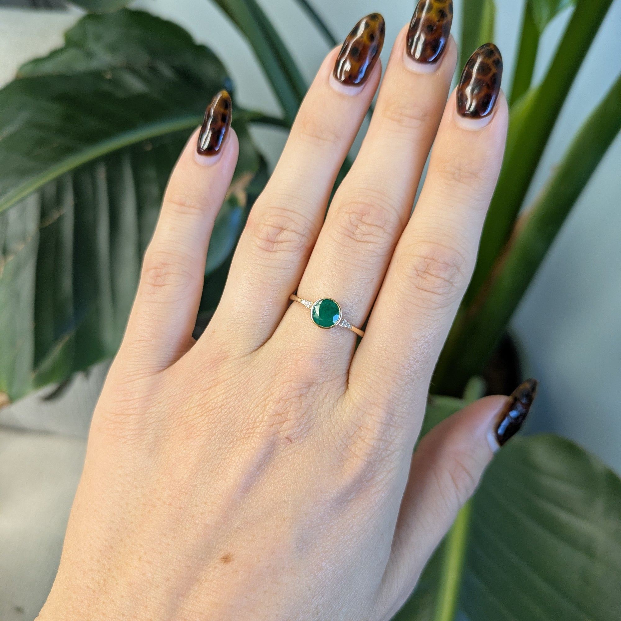 14K Yellow Gold Zambian Emerald Ring