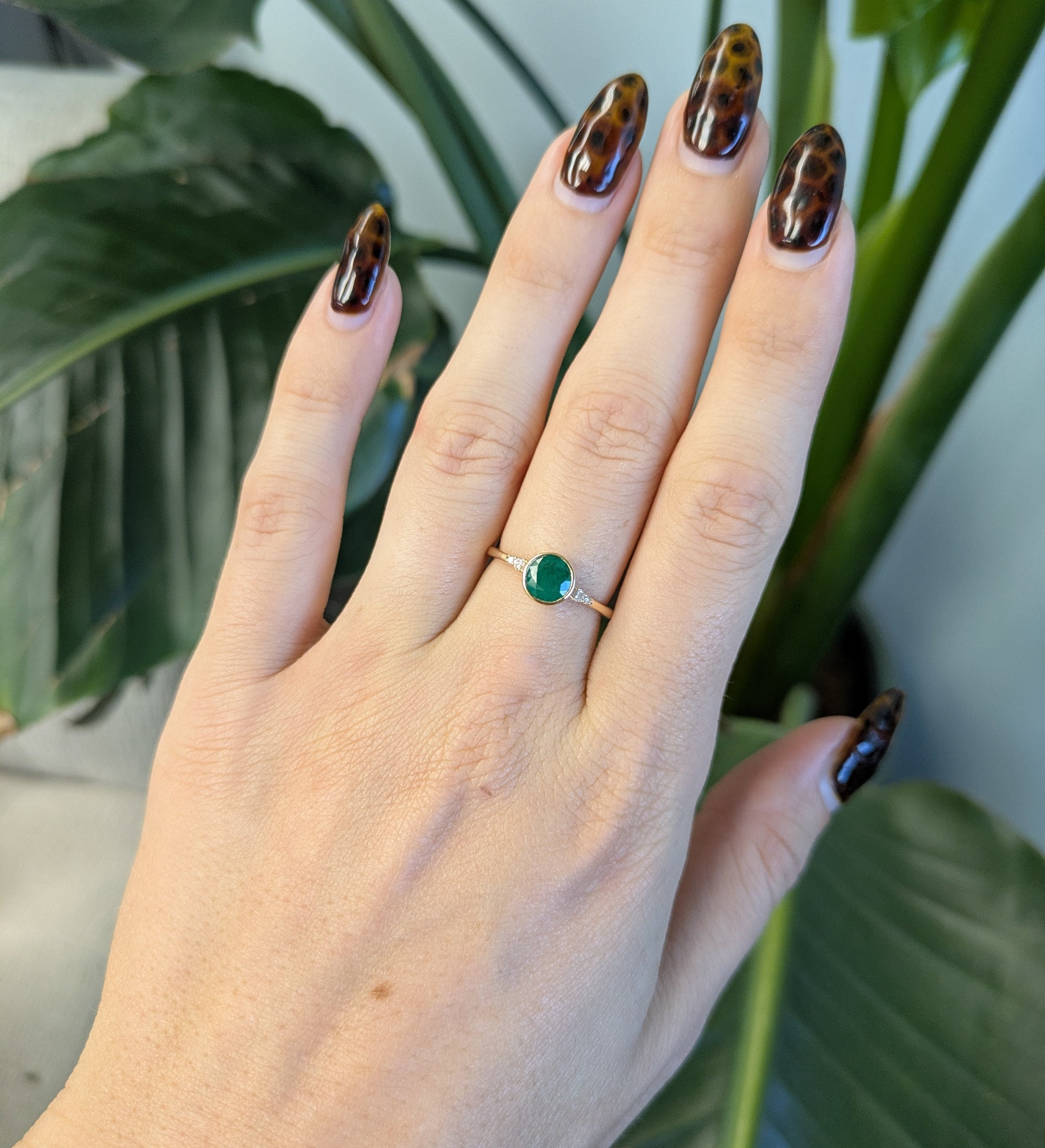 14K Yellow Gold Zambian Emerald Ring