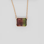 14K yellow gold bi-color tourmaline necklace