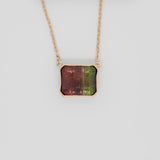 14K yellow gold bi-color tourmaline necklace