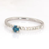 Gidget 14K Solid White Gold Blue Diamond and Diamond Ring | Round 3.5mm