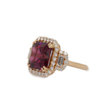 Daneilla Solid 14k Gold Raspberry Garnet Ring with Lab Diamond Accents: Solid 14k Gold, 11mm