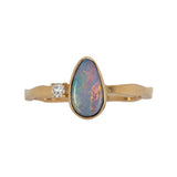 Jenna 14K Yellow Gold Boulder Opal Diamond Ring | Fancy 9.5x5.5mm