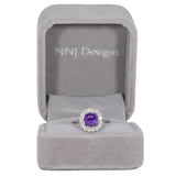 14K white gold GIA purple sapphire ring with diamonds
