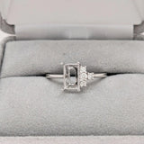 Asymmetrical Diamond Accented Ring Setting | Emerald Cut 6x4mm 7x5mm 8x6mm