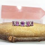 Kairoa Solid 14k Gold Pink sapphire Band Ring with Natural Diamonds Accents, 4x3mm