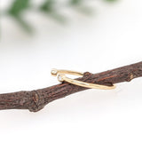 Open Band Ring with Bezel Diamond Accents in Solid 14K Yellow Gold | Stackable Band Ring