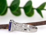 Maitri 14K White Gold Tanzanite Diamond Ring | Emerald cut 9x7mm