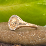 Leo Ring with Natural Diamond Accents in Solid 14K Gold, Fine Jewelry