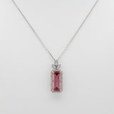 4.4Ct Natural Pink Tourmaline Pendant with Earth Mined Diamond Accents: Solid 14K Gold - Elegant Designer Gemstone Pendant, Fine Jewelry