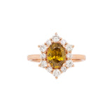Vaila 14k Solid Gold Sphene Ring with Natural Diamond Accents | 8x6mm