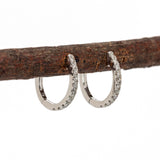 14K White Gold Natural Diamonds Huggies | Latch Back Closure