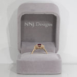 scarlet and gray ruby game day ring in 14K yellow gold